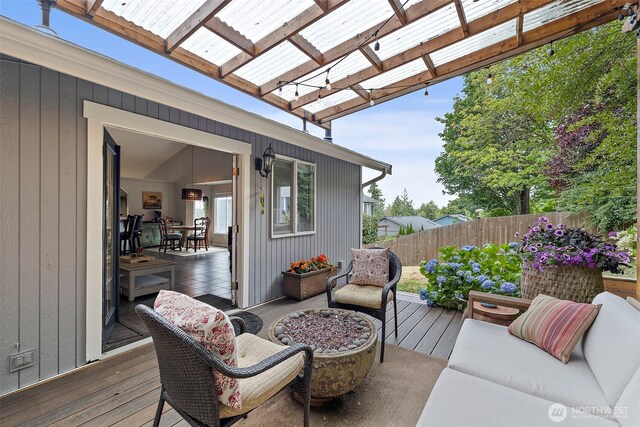 25920 202nd Ave SE, Covington, WA 98042 - wooden deck with an outdoor living space and a pergola