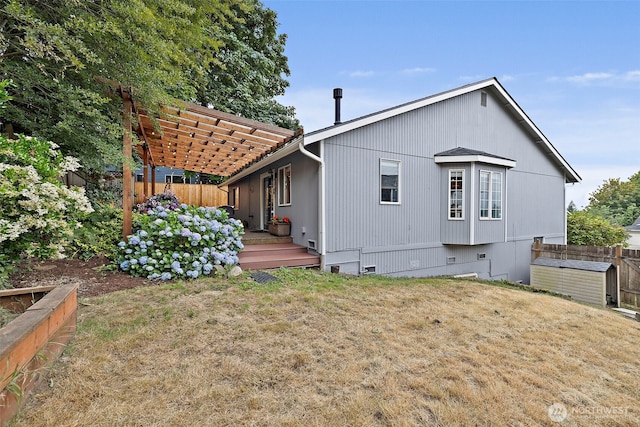 25920 202nd Ave SE, Covington, WA 98042 - rear view of house with a pergola, crawl space, and a wooden deck