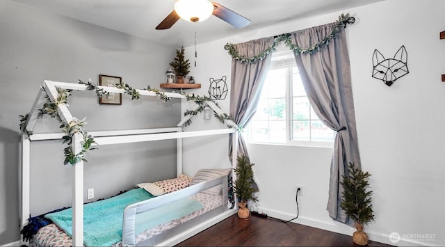 16228 Curry Ct SE, Yelm, WA 98597 - bedroom with wood finished floors and ceiling fan