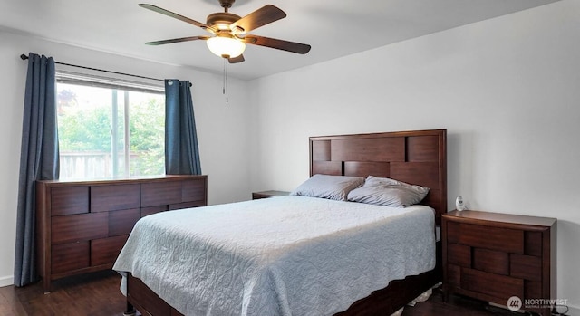 16228 Curry Ct SE, Yelm, WA 98597 - bedroom featuring dark wood-type flooring and ceiling fan