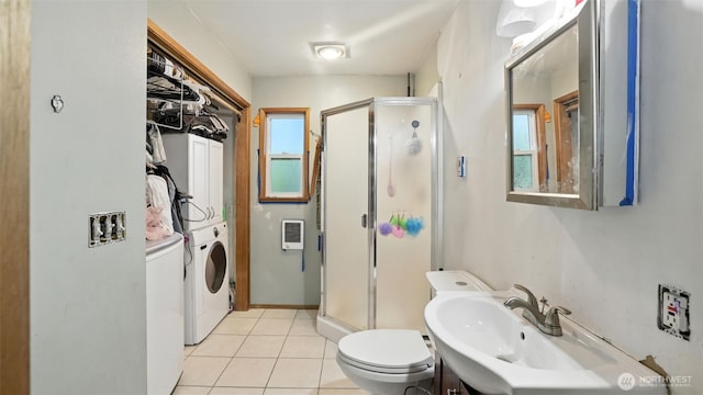 32626 46th Pl S, Auburn, WA 98001 - full bath featuring a stall shower, washer and clothes dryer, tile patterned flooring, and healthy amount of natural light