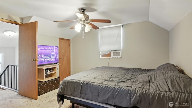 32626 46th Pl S, Auburn, WA 98001 - bedroom featuring carpet floors, vaulted ceiling, cooling unit, and ceiling fan
