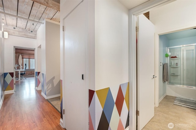 1507 Western Ave Unit R203, Seattle, WA 98101 - hall with wooden ceiling and wood finished floors