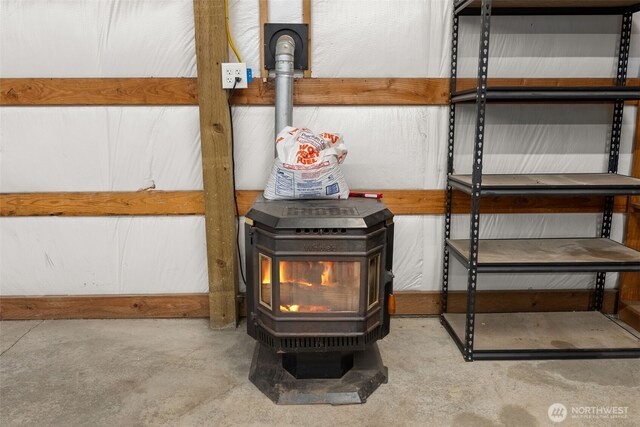 105 Clearview Cir, Chehalis, WA 98532 - detailed view of a wood stove and concrete flooring