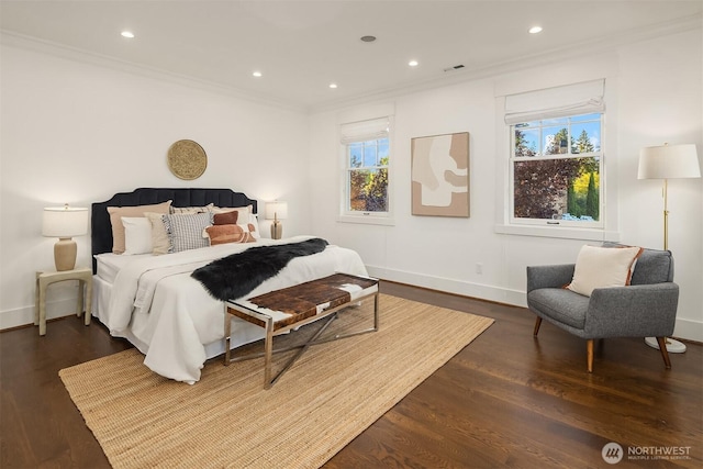 3202 Hunter Blvd S, Seattle, WA 98144 - bedroom with ornamental molding, dark wood-type flooring, and recessed lighting