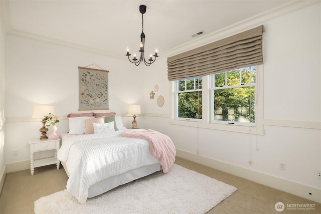 3202 Hunter Blvd S, Seattle, WA 98144 - carpeted bedroom with a chandelier and crown molding