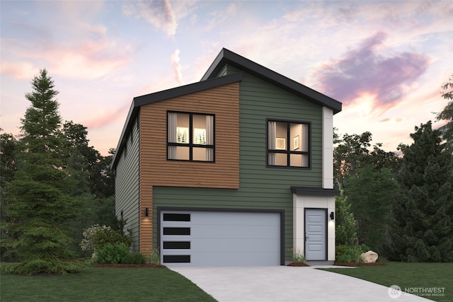 4261 Aberdeen Way NE, Renton, WA 98056 - modern home with a garage, concrete driveway, and a front lawn
