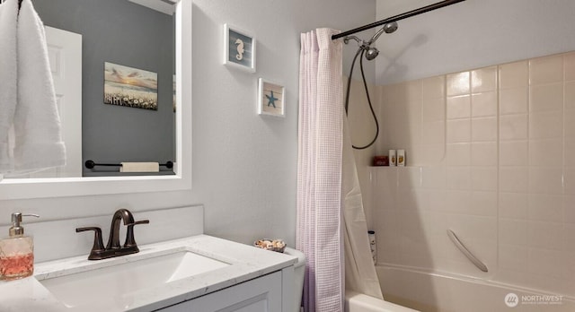 16223 Birkland St SE, Yelm, WA 98597 - full bath with vanity and shower / tub combo with curtain