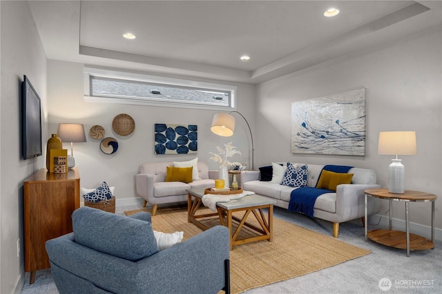 20625 153rd St E, Bonney Lake, WA 98391 - living room featuring a tray ceiling and recessed lighting
