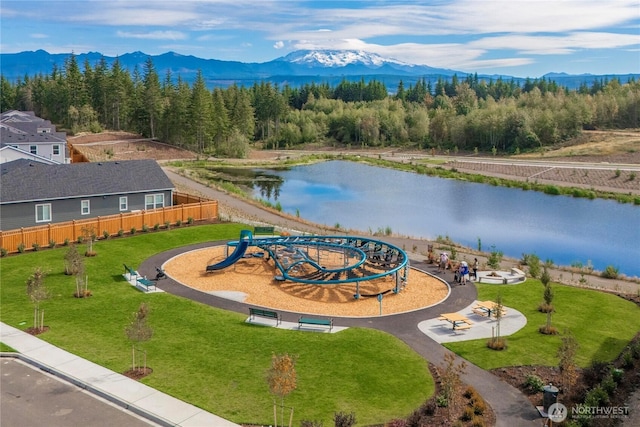 20625 153rd St E, Bonney Lake, WA 98391 - drone / aerial view of a water and mountain view and a forest