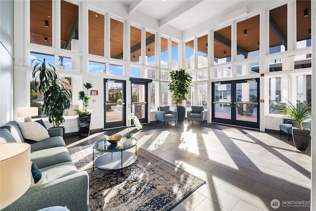 2501 Canterbury Ln E Unit 221, Seattle, WA 98112 - lobby with a high ceiling and beamed ceiling