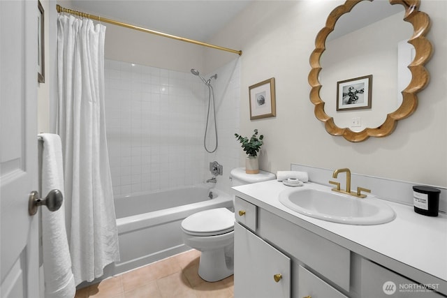 2501 Canterbury Ln E Unit 221, Seattle, WA 98112 - bathroom featuring shower / bath combination with curtain, vanity, and tile patterned floors