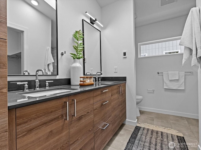 9015 Dibble Ave NW Unit B, Seattle, WA 98117 - full bathroom with double vanity and tile patterned floors
