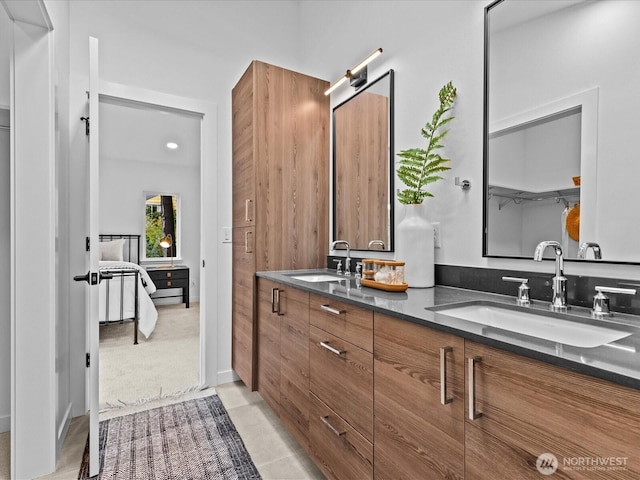 9015 Dibble Ave NW Unit B, Seattle, WA 98117 - full bath with double vanity, connected bathroom, and recessed lighting