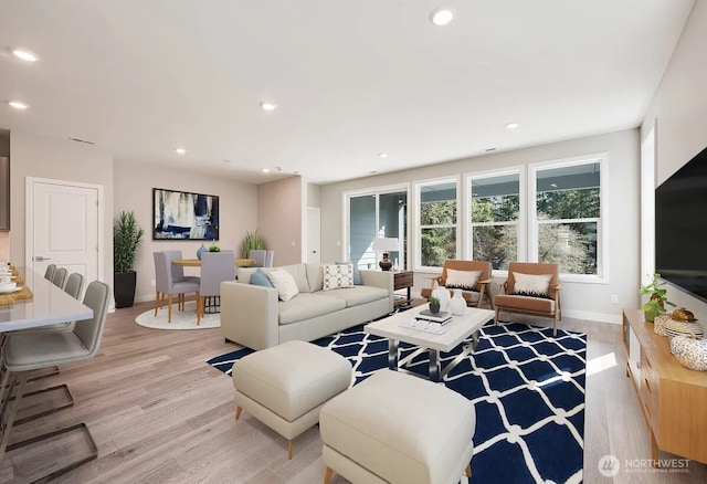 21725 SE 292 Nd Pl, Black Diamond, WA 98010 - living room with light wood-style floors and recessed lighting
