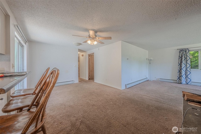 5735 NE 8th St, Renton, WA 98059 - unfurnished office with baseboard heating, carpet flooring, a textured ceiling, and ceiling fan