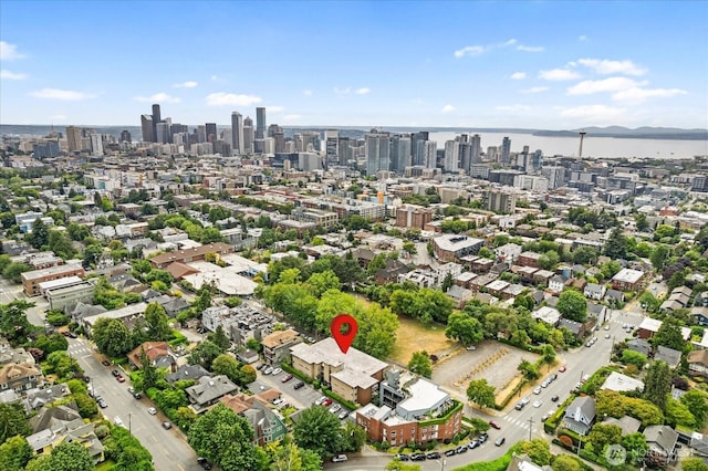 732 11th Ave E Unit 404, Seattle, WA 98102 - aerial overview of property's location featuring city skyline and a nearby body of water