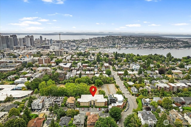 732 11th Ave E Unit 404, Seattle, WA 98102 - aerial overview of property's location featuring a water and mountain view and nearby urban area