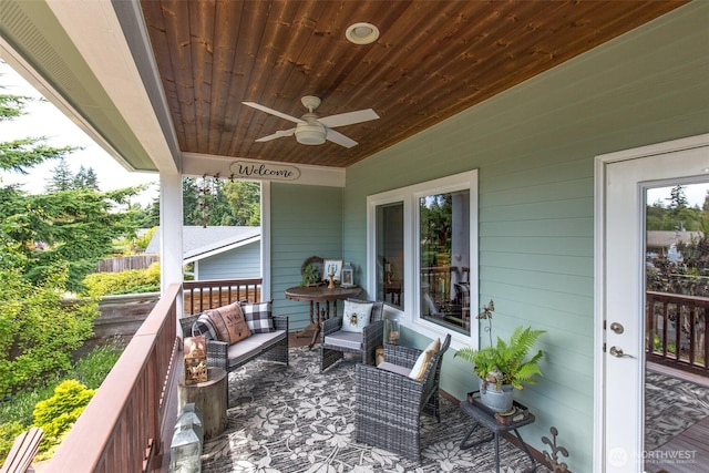 1901 W Hamilton Way, Port Angeles, WA 98363 - wooden deck featuring outdoor lounge area and ceiling fan