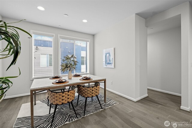 7629 NE 122nd Ct Unit 7, Kirkland, WA 98034 - dining room featuring wood finished floors and recessed lighting