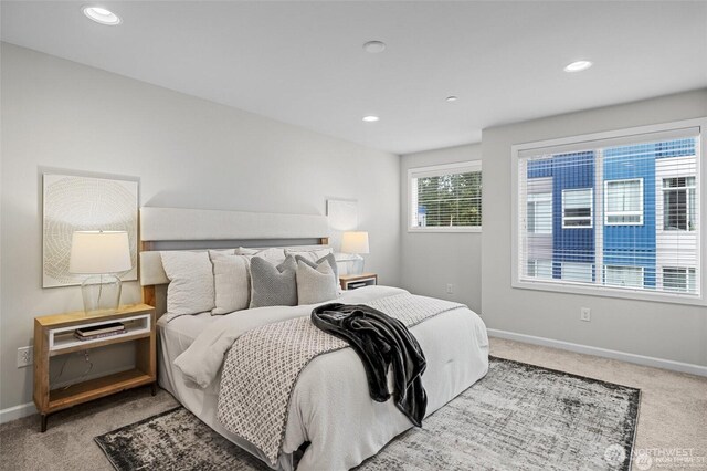 7629 NE 122nd Ct Unit 7, Kirkland, WA 98034 - carpeted bedroom featuring recessed lighting