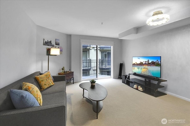425 Vine St Unit 614, Seattle, WA 98121 - carpeted living area with baseboards