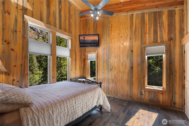 7189 Icicle Rd, Leavenworth, WA 98826 - bedroom with wooden walls and hardwood / wood-style flooring
