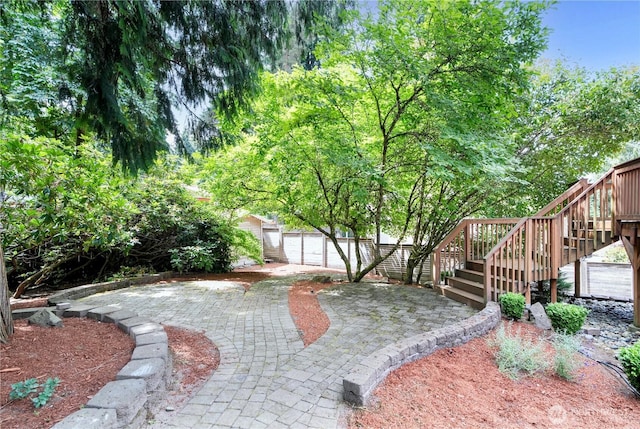 15025 SE 43rd St, Bellevue, WA 98006 - view of yard featuring stairs and an outbuilding