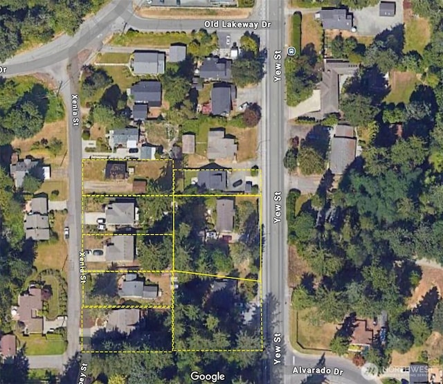 1209 Yew St, Bellingham, WA 98229 - aerial view of property's location featuring property boundaries highlighted