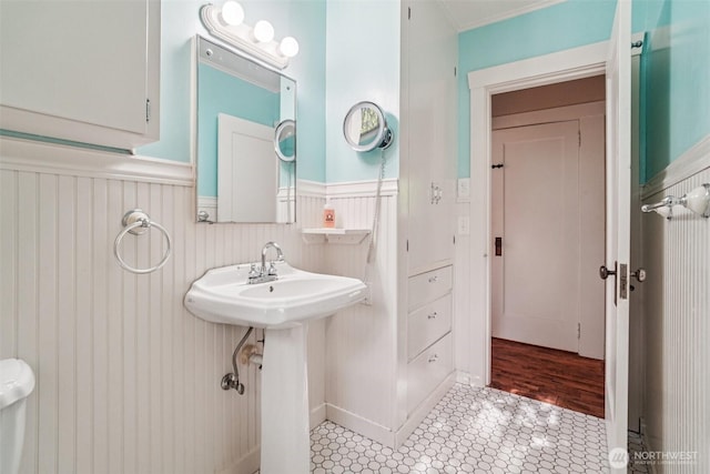 1209 Yew St, Bellingham, WA 98229 - bathroom featuring wainscoting and tile patterned flooring