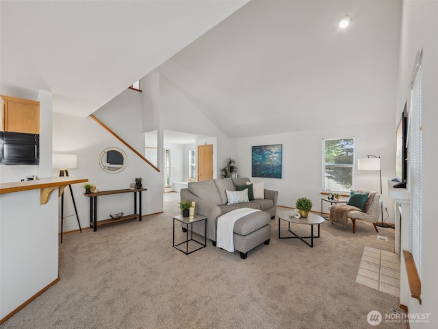 36261 23rd Pl S, Federal Way, WA 98003 - living area featuring light carpet and high vaulted ceiling