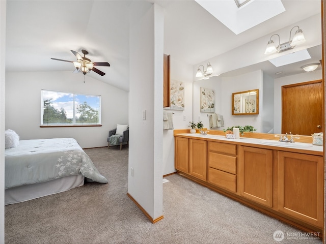 36261 23rd Pl S, Federal Way, WA 98003 - bedroom with a skylight, lofted ceiling, and light carpet