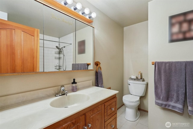 17837 Ashworth Ave N, Shoreline, WA 98133 - full bath with vanity, tile patterned floors, and tiled shower