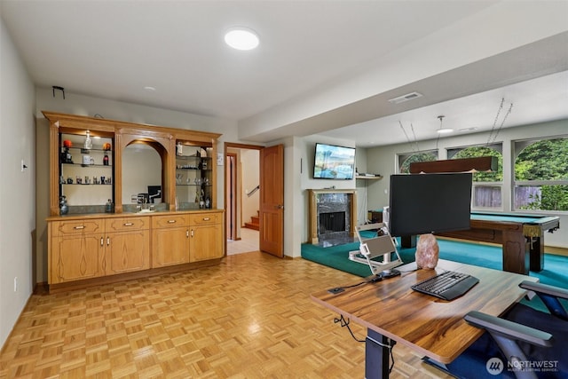 17837 Ashworth Ave N, Shoreline, WA 98133 - office space with a premium fireplace and pool table
