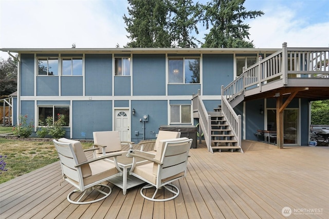 17837 Ashworth Ave N, Shoreline, WA 98133 - wooden deck featuring stairway and a hot tub