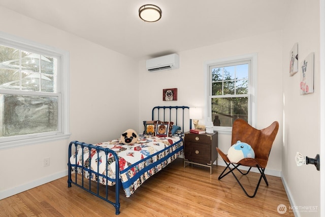 8051 30th Ave NW, Seattle, WA 98117 - bedroom with a wall mounted air conditioner and wood finished floors