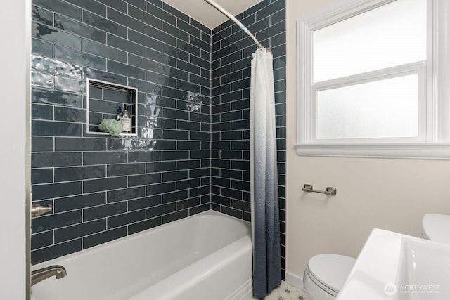 8051 30th Ave NW, Seattle, WA 98117 - bathroom with toilet and shower / bath combo with shower curtain