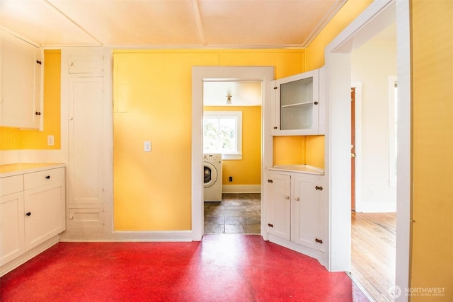 835 J St, Port Townsend, WA 98368 - hall featuring washer / clothes dryer and baseboards
