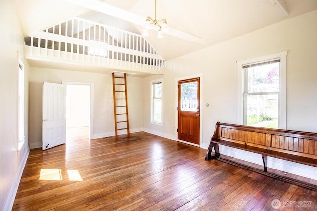 835 J St, Port Townsend, WA 98368 - foyer entrance with hardwood / wood-style floors and high vaulted ceiling