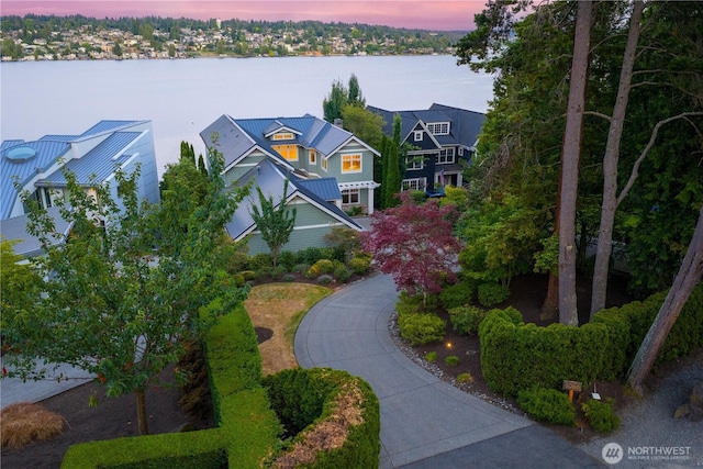 8066 Avalon Pl, Mercer Island, WA 98040 - aerial view at dusk of a water view
