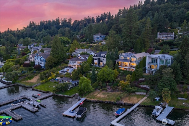 8066 Avalon Pl, Mercer Island, WA 98040 - aerial view at dusk of a water view