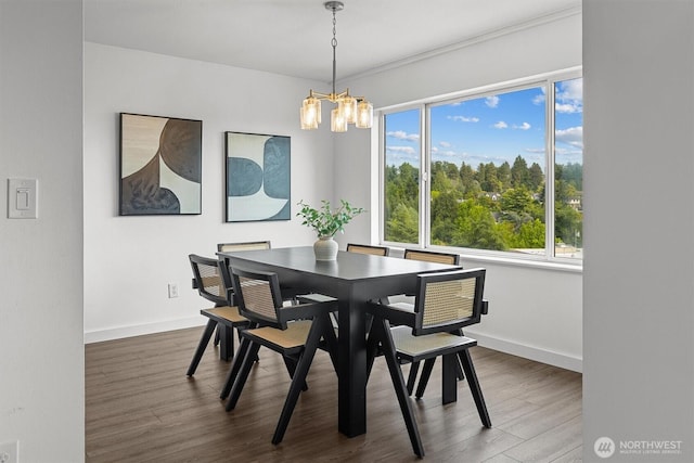 4545 Sand Point Way NE Unit 806, Seattle, WA 98105 - dining space featuring a chandelier and wood finished floors
