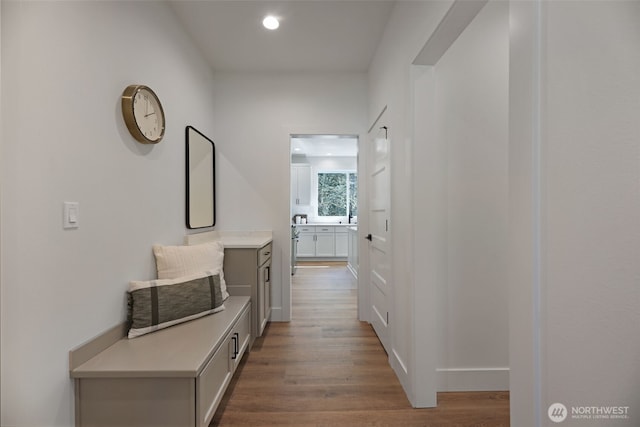16806 62nd St SE, Snohomish, WA 98290 - hallway featuring wood finished floors and recessed lighting