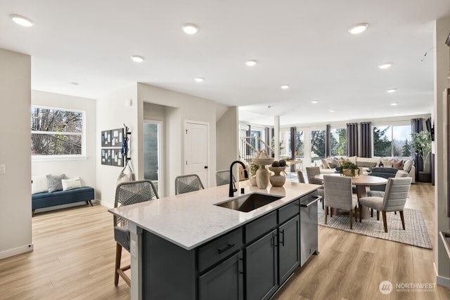 4163 Aberdeen Way NE, Renton, WA 98056 - kitchen with open floor plan, light wood-style floors, dishwasher, healthy amount of natural light, and recessed lighting