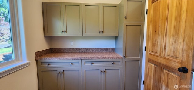 1936 Summit Lake Shore Rd NW, Olympia, WA 98502 - kitchen featuring gray cabinets and dark countertops