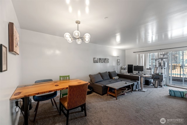321 10th Ave S Unit 618, Seattle, WA 98104 - carpeted living room featuring an office area and a chandelier