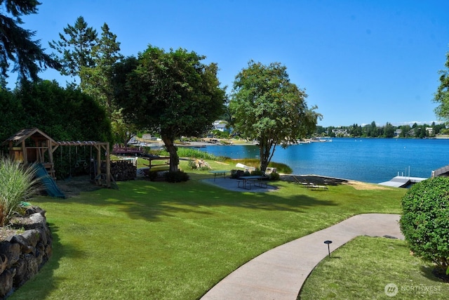 19453 Military Rd S, Seatac, WA 98188 - view of green lawn with a water view and a dock
