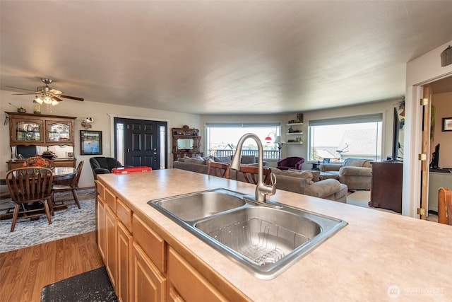 70 Onyx Ln, Sequim, WA 98382 - kitchen with open floor plan, light wood-type flooring, and light countertops