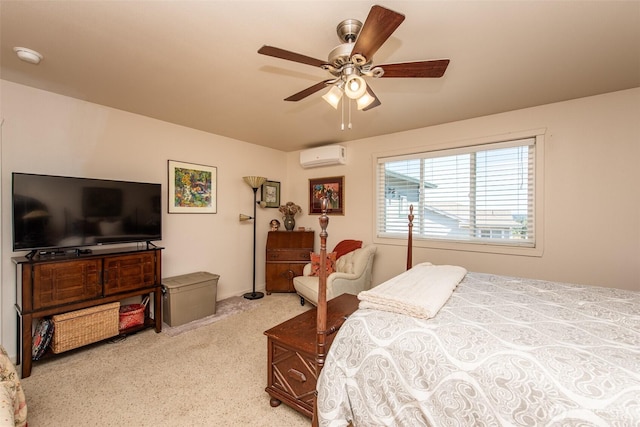 70 Onyx Ln, Sequim, WA 98382 - bedroom with a wall mounted air conditioner, carpet floors, and ceiling fan