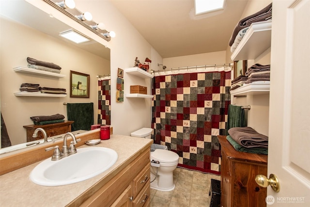 70 Onyx Ln, Sequim, WA 98382 - bathroom featuring vanity, tile patterned flooring, and curtained shower